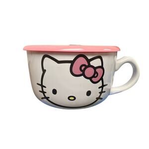 Hello Kitty Sanrio Ceramic Soup Mug with Vented Lid - 20 oz - New